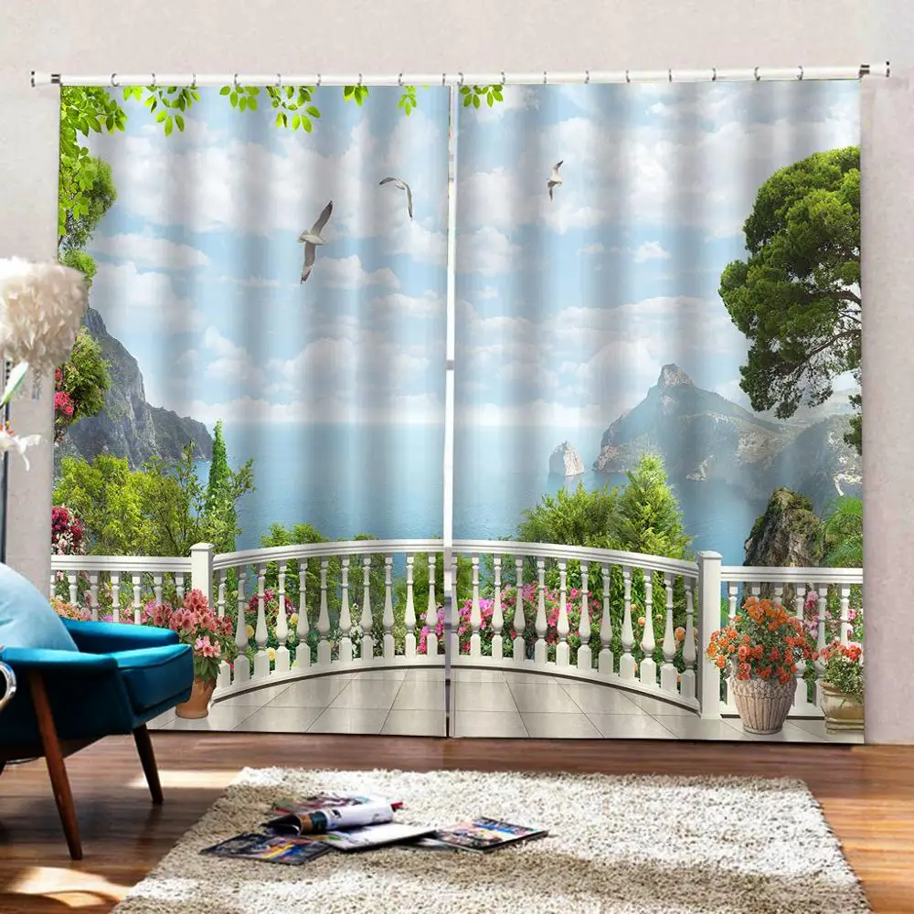 Занавеска с изображением Морского Пейзажа для гостиной | Дом и сад
