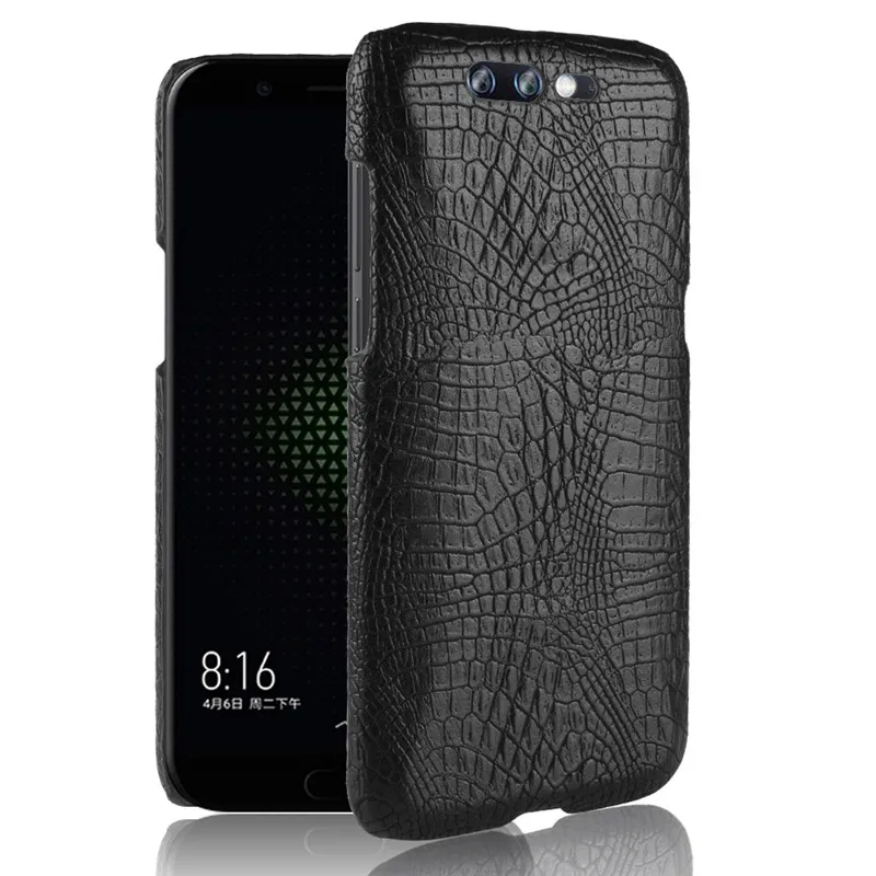 Чехол для Xiaomi с черной акулой Жесткий из искусственной кожи и крокодиловой кожей