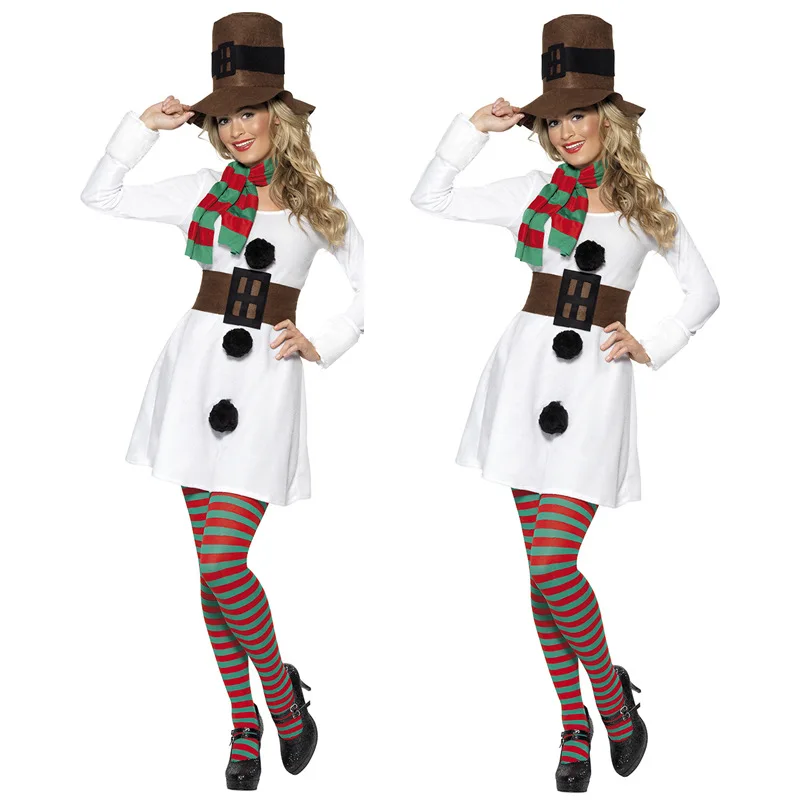 

Christmas Couple Stage Performance Play Snowman Adult Female Costume