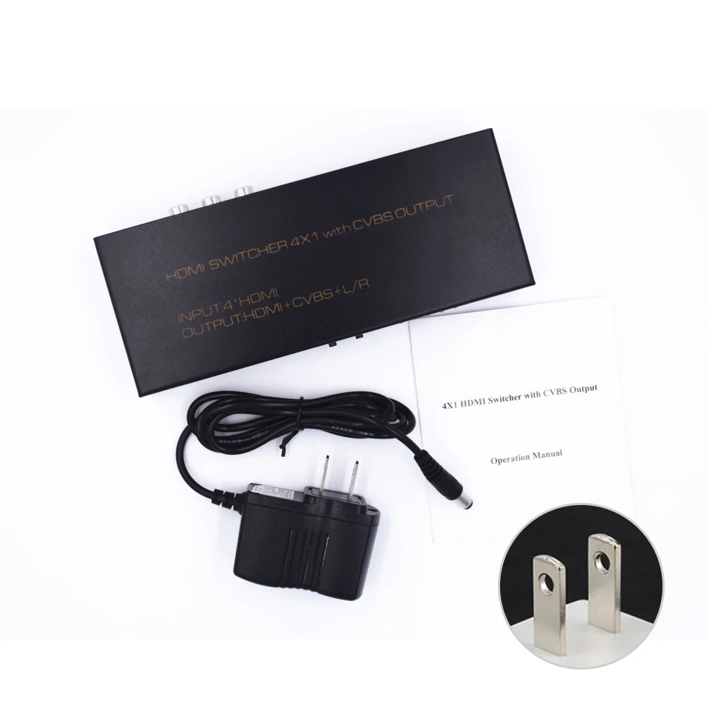 

US/UK/EU/Plug 4x1 Powered Splitter Amplifier Splitter CVBS Converter