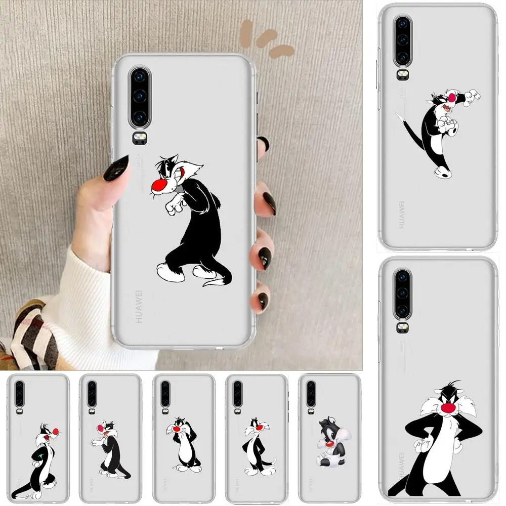 

Sylvester Anime Transparent Phone Case For Huawei P40 P30 P20 P10 P9 P8 Lite E Pro Plus Etui Coque Painting Hoesjes comic fas