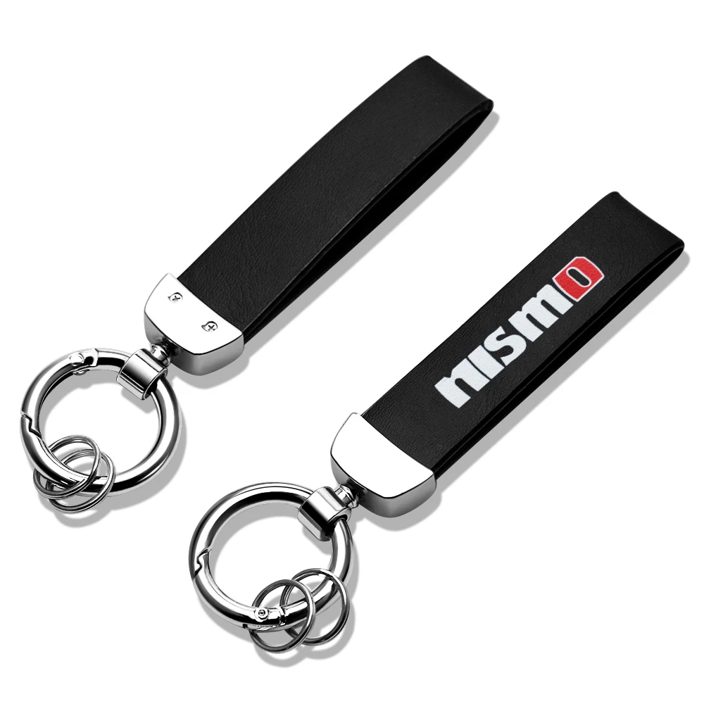 

Car Styling Metal+Leather Nismo Badge Emblem Keyring Keychain For Nissan Almera Juke Qashqai j11 j10 Tiida X-Trail Note Teana