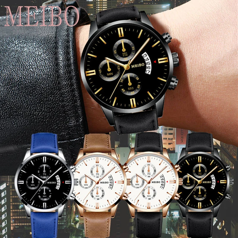 Мужские часы брендовые Роскошные кварцевые с вечным календарем черные мужские