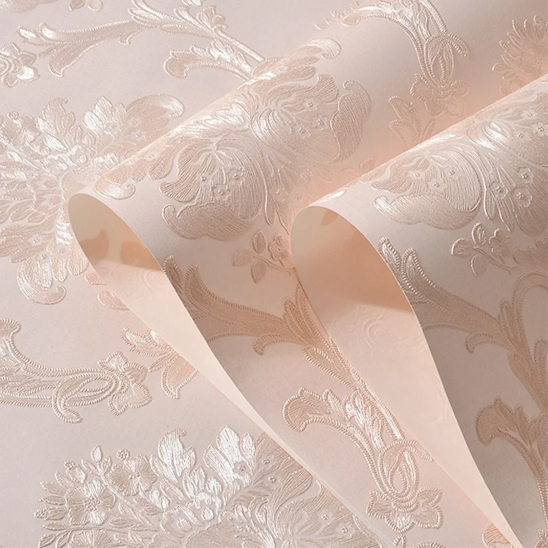 

3D Non-woven Wallpaper Background Wall Embossing Paper Damask Wallpaper Self-adhesive Pintado 3D no tejido Wallpaper Stickers