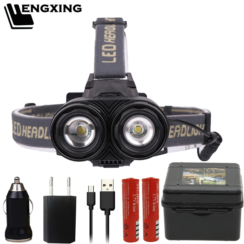 

XM-L2 U2 LED Headlight Camping Light 8000LM LED Headlamp Zoomable Head Flashlight Torch Rechargeable Battery Light Head Lamp