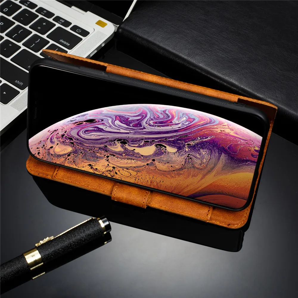 Ретро PU кожаный чехол для iPhone 7 6 6S 8 Plus чехол iPhone X XS Max XR Чехол Съемный 2 в 1 визитница для телефона