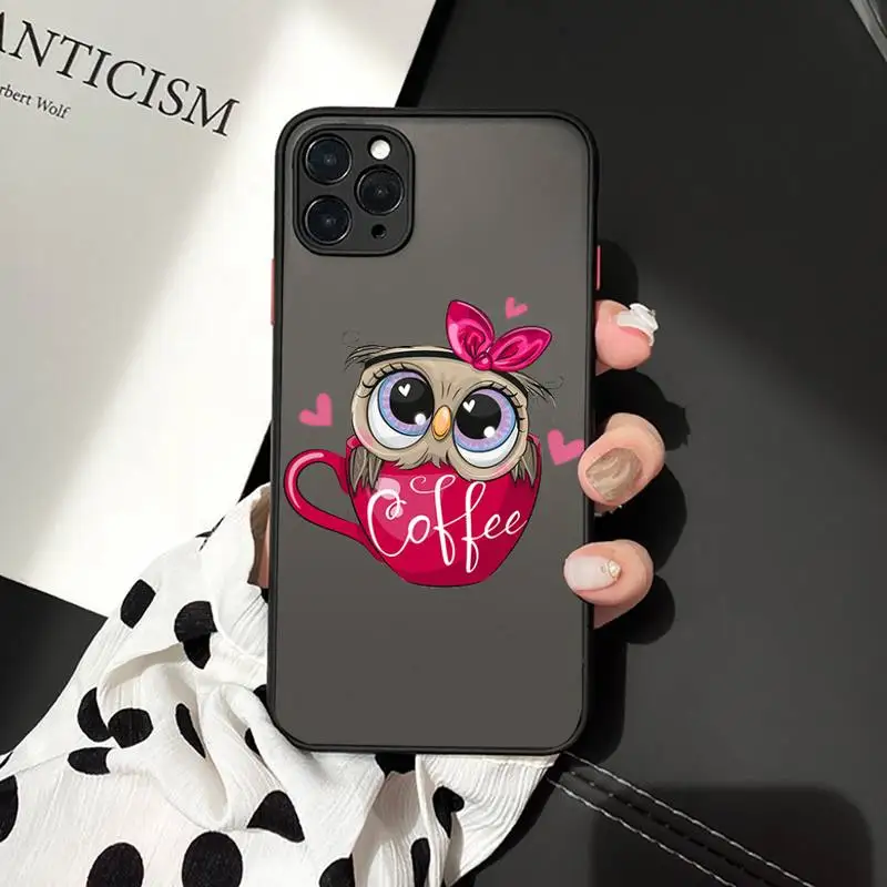 

Cartoon Girl Gifts Cute Owl lovers Phone Cases matte transparent For iphone 7 8 11 12 plus mini x xs xr pro max cover