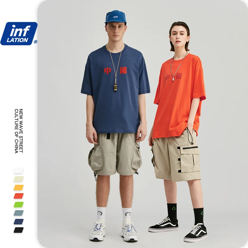Мужская футболка INFLATION Модная хлопковая с коротким рукавом в китайском стиле 91118S