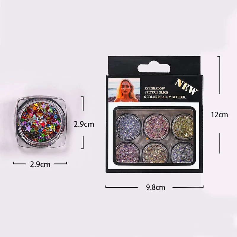 6 цветов/набор блестящие тени для век пудра гель блестки жемчужная мигающие
