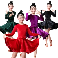 children latin dance girls practice clothes competition dance skirt girls autumn and winter professional performance costumes