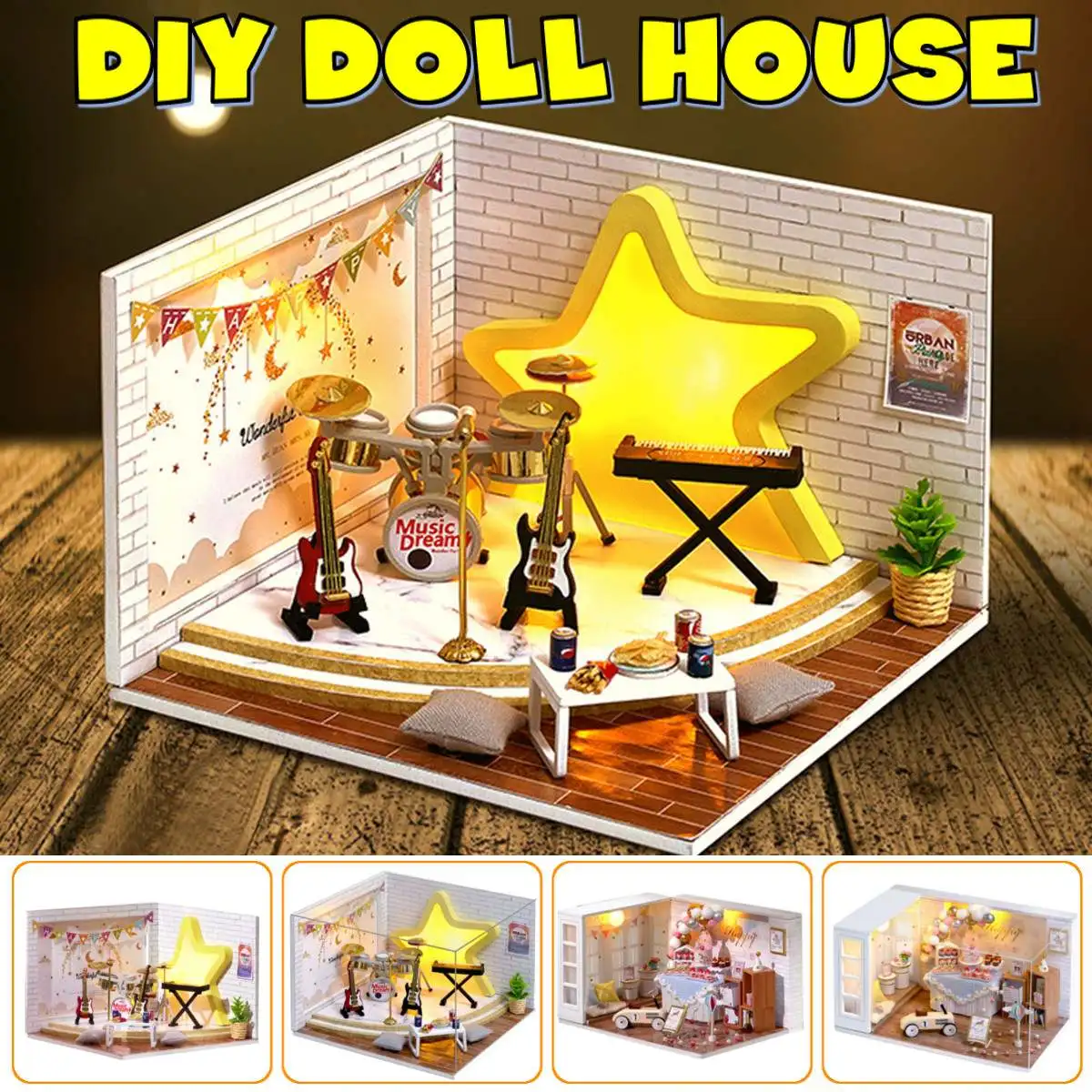 

DIY Кукольный дом мебель миниатюрный 3D Деревянный кукольный домик светодиодная подсветка игрушки для детей день рождения Рождественские по...