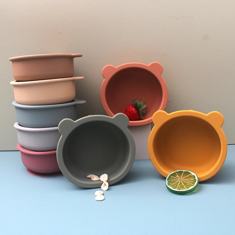 

Baby Bowl & Bib Baby Dishes Non-Slip Crockery Silicone Baby Feeding Bowl Tableware BPA Free for Baby Plate