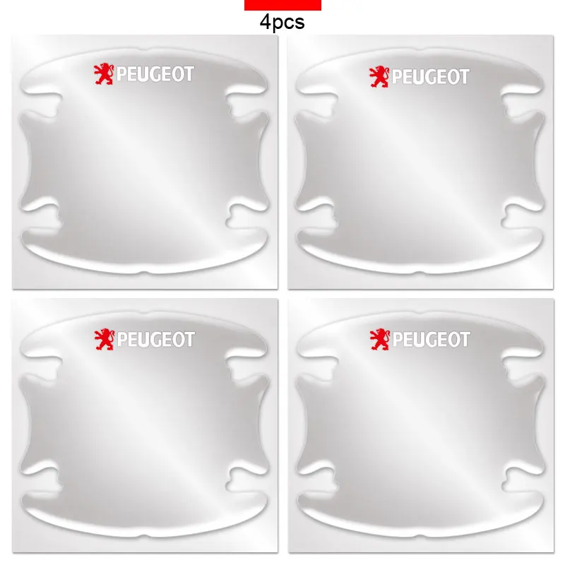 4 шт. Автомобильная прозрачная защитная пленка наклейка на дверную ручку для Peugeot