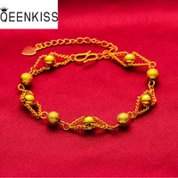qeenkiss bt5150 fine jewelry wholesale fashion woman girl bride bride birthday wedding gift 24kt gold lucky beads chain bracelet