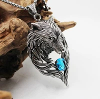 new retro hip hop fashion necklace wolf head mens party rock jewelry wholesale jewelry