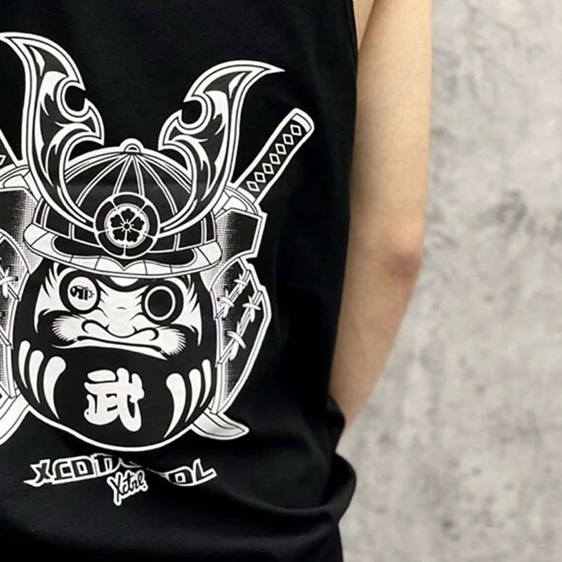 

Funny print plus size men's and women's short-sleeved hip-hop cotton vest O-neck summer Japanese men's and women's casual vest 5