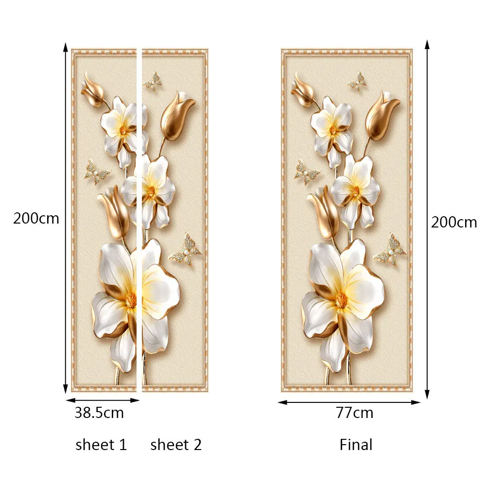 2 шт./компл. наклейка на дверь цветок настенная съемные обои красивая дверная