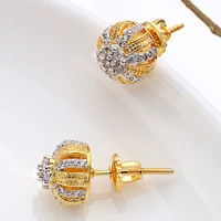 flower stud earrings for menwomen girl elegant earring trendy luxury cz fashion jewelry bijoux charm crystal shiny gift box