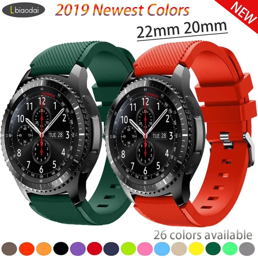 20 мм/22 мм силиконовой лентой для Шестерни s3 Frontier huawei часы GT 2 S2 42 мм 46 мм samsung Galaxy watch 46 мм/42 мм/Активный 2 correa ремень