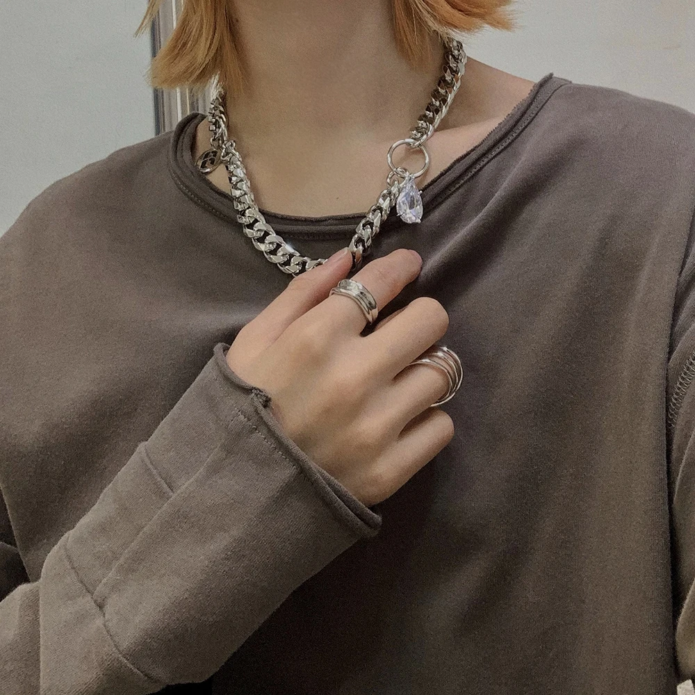 

XL30718-i49 Amorita Boutique tear crystal big chain fashion necklace