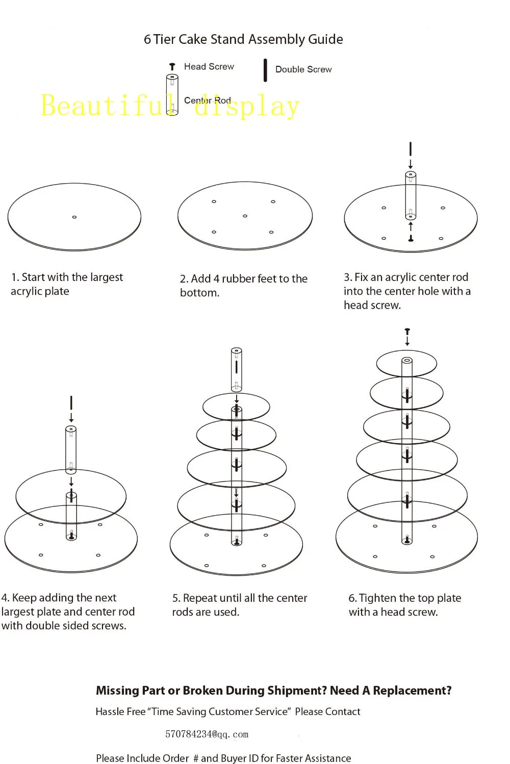 Прозрачная 6 уровневая акриловая подставка для кексов Maypole дисплей из