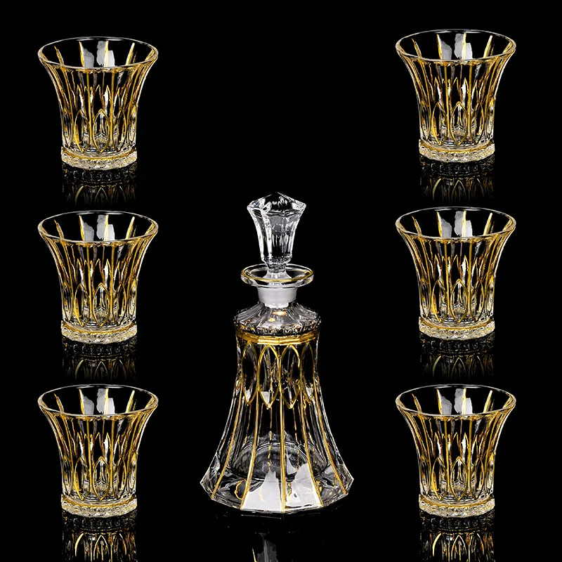 

Роскошный набор графинов для виски без свинца с 6 шт. стаканов для виски и вина для алкоголя, виски-виски, 7 шт. в комплекте 200831-08