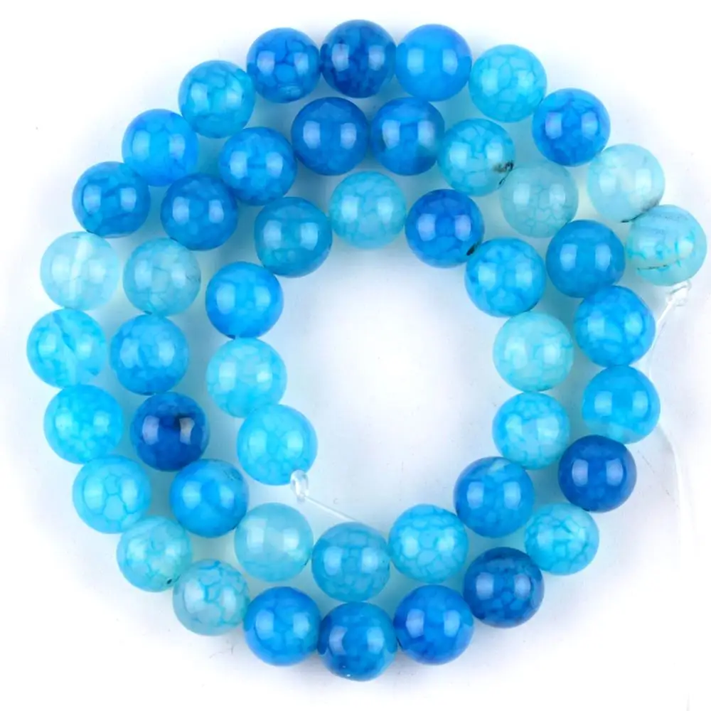 Натуральный камень Небесно-Голубой треснувший Агаты &quotвены дракона&quot бусины