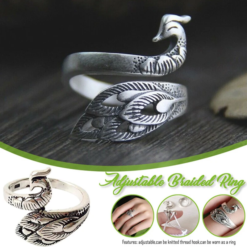 

Fashion DIY Comfortable Stainless Steel Adjustable Braidring Retro Stereo Crocheting Knitting Sewing Ring Loop