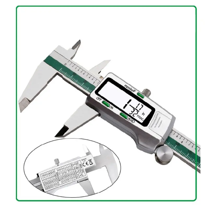 

150mm Digital Vernier Caliper Stainless Steel LCD mm/in/F Electronimic Gauge