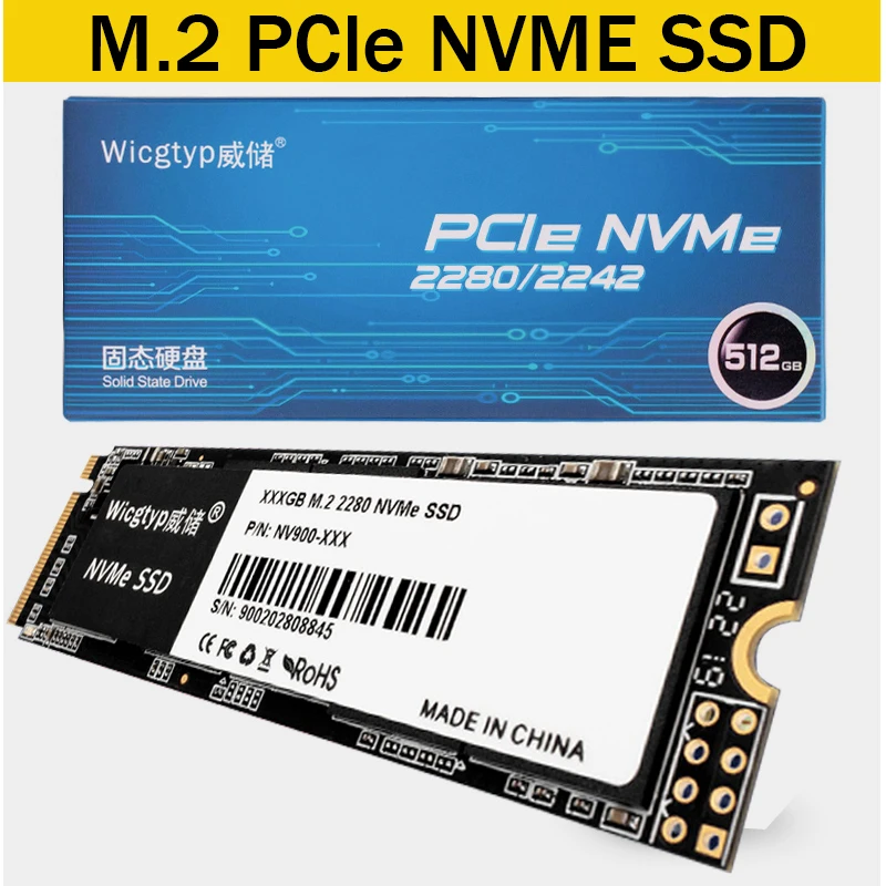 Wicgtyp M2 SSD NVMe 128 ГБ 256 512 1 ТБ M.2 2280 PCIe Внутренний твердотельный накопитель для