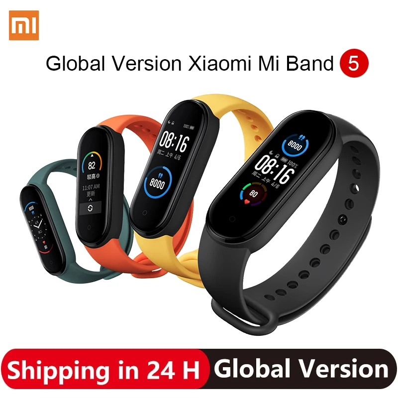 Смарт браслет Xiaomi Mi Band 5 4 цвета AMOLED экран Miband смарт фитнес трекер Bluetooth спортивный