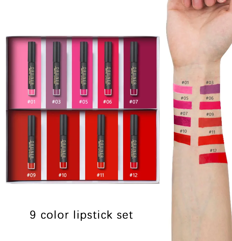 9 PCS Cellacity матовая губная помада набор 12 шт./лот водостойкий питательный бархат помада красный телесный оттенок batom Женская мода губы макияж набор - Color: 9 PCS