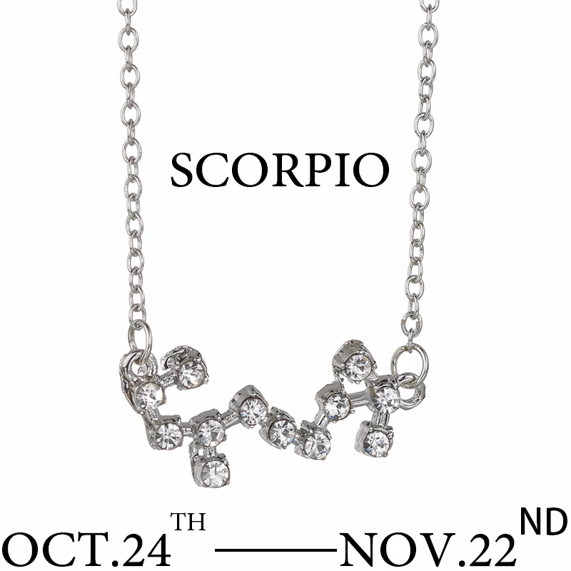 Scorpio Серебряное ожерелье со знаком зодиака и звездой 12 Созвездие с подвеской, стразы, ожерелье-чокер, подарок на Рождество, день рождения - Окраска металла: Scorpio