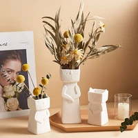 nordic style white ceramic vase ornaments naughty cat flower dryer livingroom bedroom home decor furnishings