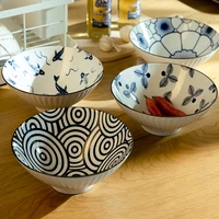 1200ml japanese household ceramics ramen bowl bamboo hat instant noodle bowl salad bowl