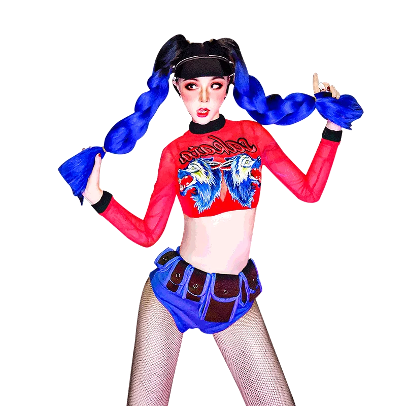 

New Nightclub Women's Wear Performance Clothes Gogo Dance Costume Sexy DJ Hip Hop Jazz Fashion Female Singer Stage Clothes 3250