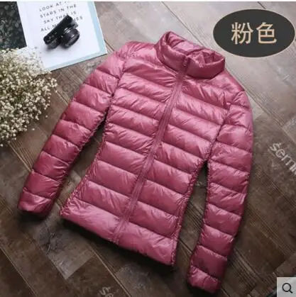 Pink Осенне-зимняя женская куртка, белый пуховик на утином пуху, женское облегающее теплое пальто, женское сверхлегкое пуховое пальто с длинным рукавом, Женское пальто, большие размеры 5X - Цвет: Pink