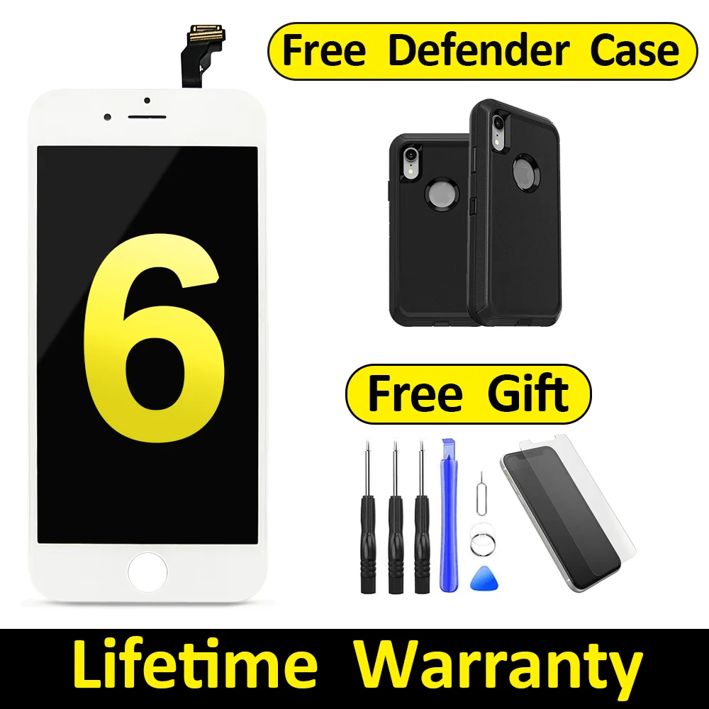 

Набор для замены экрана ZeroSmart 5A + iPhone 6, ЖК-дисплей белого цвета в сборе, комплект для замены с ремонтным комплектом, защитный чехол, фабрика на...