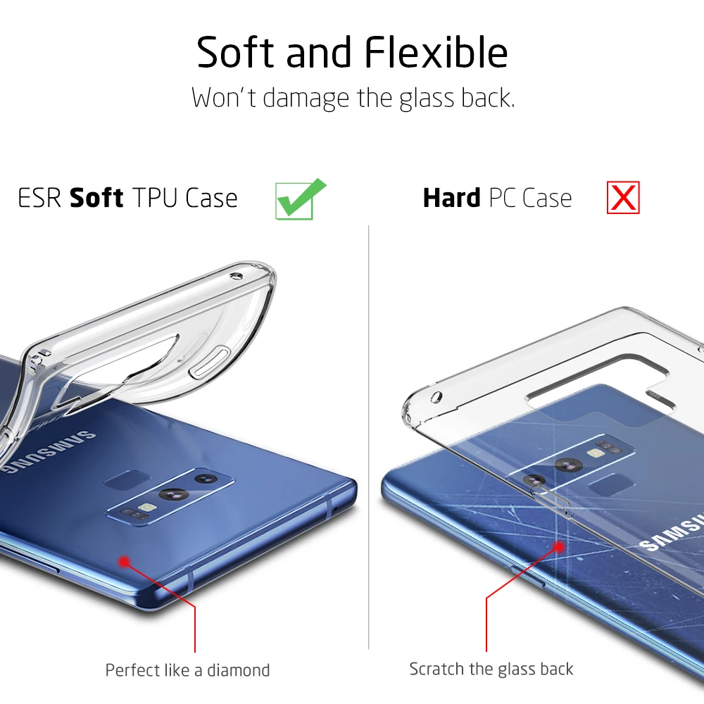 ESR Luxury Soft TPU Case for Samsung Note 9 Ultra Thin Transparent Crystal Clear For Galaxy Cell Phone Cover | Мобильные телефоны и