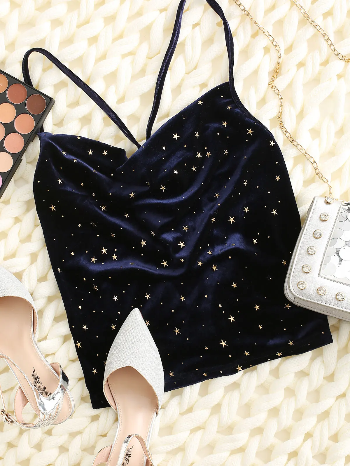 Женский бархатный топ на бретельках ZAFUL Sparkle короткий весна-лето 2020 | Женская