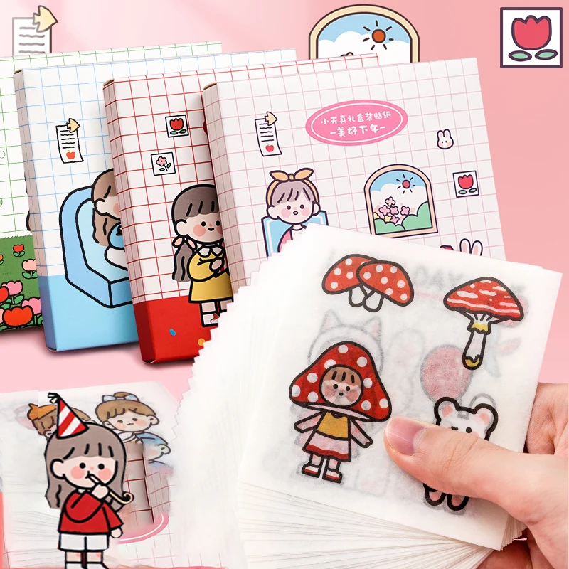 

60Pcs /Box Cute Little Girl Various Stickers Planner Journal Diary Scrapbooking Decoration Kids Sticker Stationery