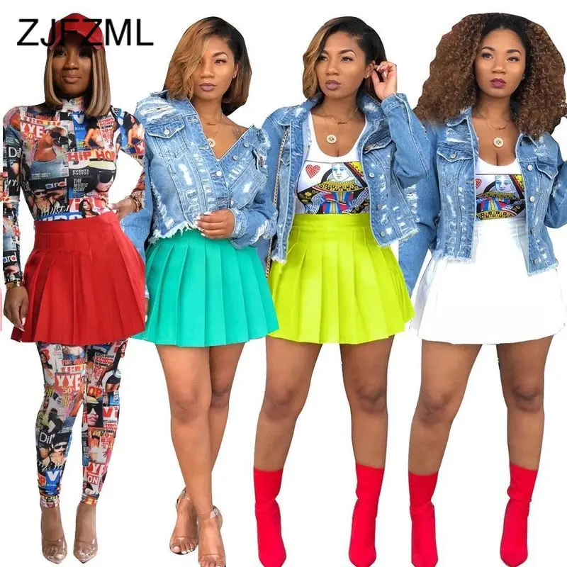 Юбка женская плиссированная с завышенной талией модная облегающая мини-юбка