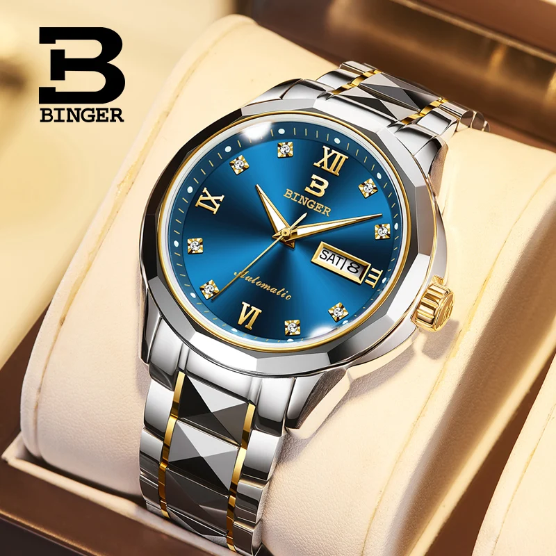 

Switzerland BINGER Luxury Brand Tungsten Japan MIYOTA Automatic Mechanical Men's Watches Sapphire Luminous Waterproof Diamond