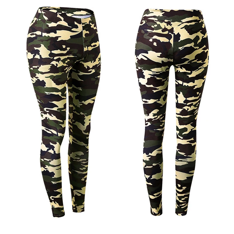 Женские камуфляжные леггинсы удобные спортивные штаны эластичные тренировочные
