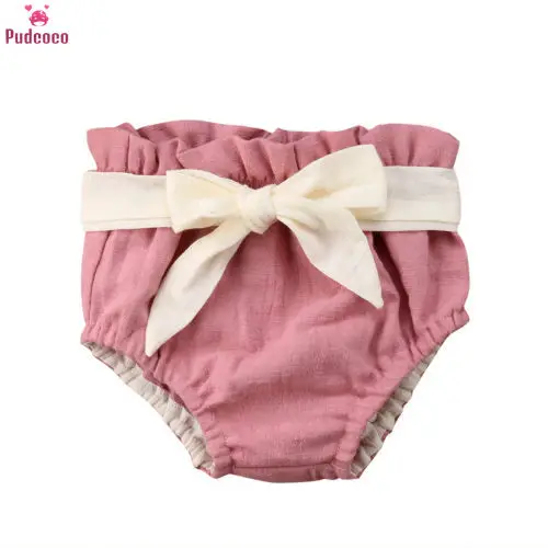 

Pudcoco Cloth Diapers Baby Covers With Ruffles for Baby Girl Cotton Bloomers Toddler Shorts Bow PP Pants Nappy Diaper Covers