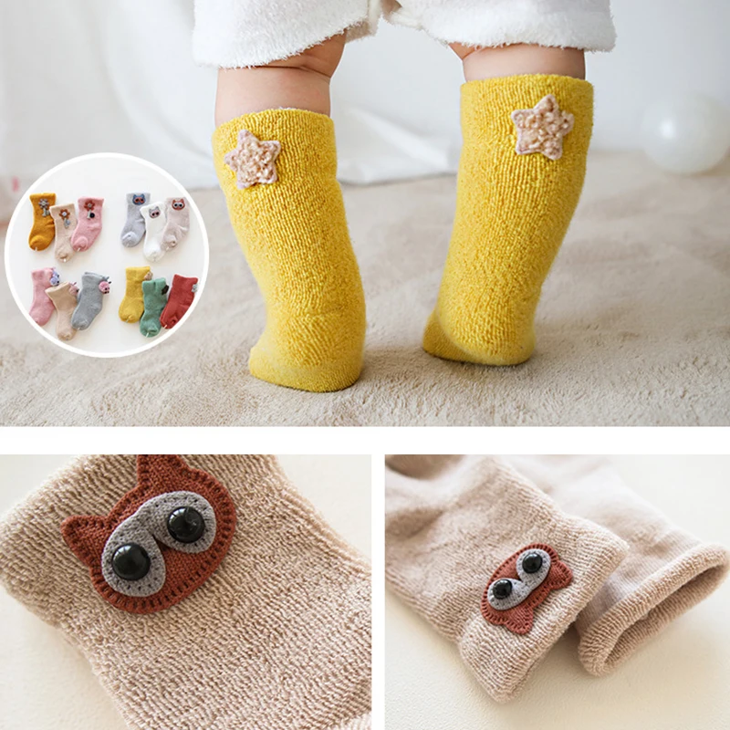 Носки для новорожденных зимние мягкие теплые Skarpetki/Kawaii/флисовые с героями