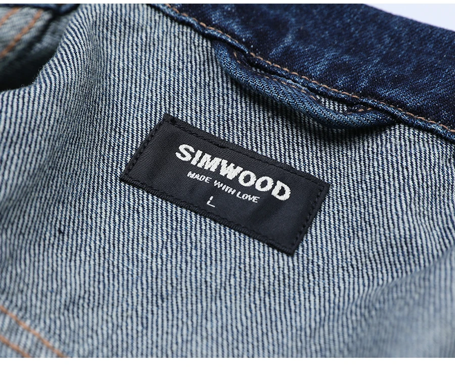 Повседневная мужская куртка SIMWOOD, короткий приталенный жакет из денима, верхняя одежда батальных размеров,, демисезонный джинсовый пиджак, 190034