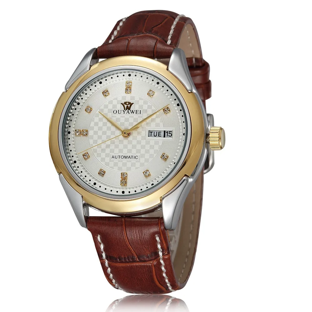 

OHSENOYW1409 Double Calendar Dial with Drill Leisure Fully Automatic Mechanical Watch Business Watch