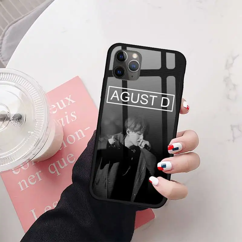 

Agust D King Phone Case Tempered glass For iphone 11 12 PRO MAX X XS XR 5C 6 6S 7 8 plus
