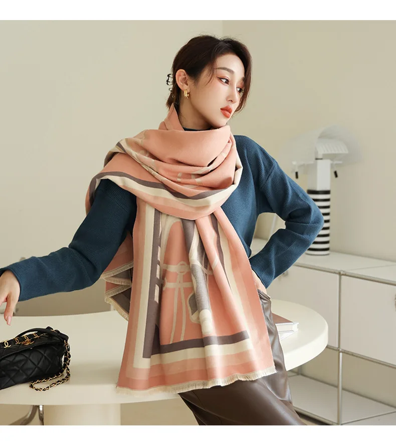 

Зимний кашемировый шарф 65*185 см, Женский дизайнерский клетчатый Палантин из пашмины 2021, женские шарфы, Женская шаль, плотный платок, шарф